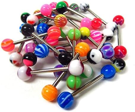 Tongue Barbells | Lot of 25 | Assorted Tongue Barbells | 14 Gauge Surgical Steel