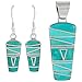 925 Sterling Silver Matching Pendant and Earrings Set with Genuine Turquoise and Semiprecious Gemstones