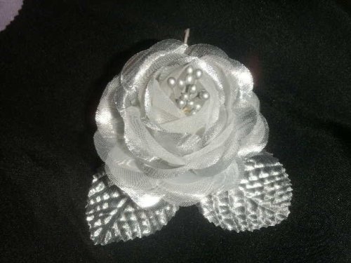 12 Silk Roses Wedding Favor Flower Corsage Silver