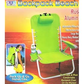 Rio Brand Backpack Beach Chair , Rust Proof Aluminum Frame and Large Backpack for All Your Gear