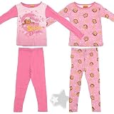 Curious George Bubbles Pink Set of Two Cotton Pajamas for Toddlers and Girls
