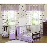 Purple and Brown Modern Polka Dots Toddler Girl Bedding 5 Piece Set
