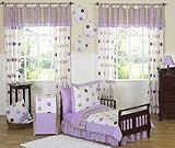 Purple and Brown Modern Polka Dots Toddler Bedding 5 pc set