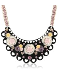 Betsey Johnson "Fabulous Flowers" Flower Half Moon Necklace, 19"