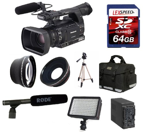 Panasonic AG-AC130APJ AVCCAM HD Hand-Held Camcorder + Rode NTG2 Shotgun Microphone + Panasonic VW-VBG6 Battery Pack + 64GB Card + 0.45X Wide Angle Lens + 2x Telephoto Lens + Deluxe Case + Tripod + Led Light + Travel charger + UV + CPL Filter Panasonic AG-AC130APJ AVCCAM HD Hand-Held Camcorder + Rode NTG2 Shotgun Microphone + Panasonic VW-VBG6 Battery Pack + 64GB Card + 0.45X Wide Angle Lens + 2x Telephoto Lens + Deluxe Case + Tripod + Led Light + Travel charger + UV + CPL Filter