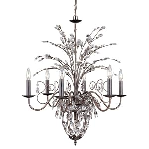 Laura Ashley HX1115 Peacock 6-Light Chandelier, Black Walnut
