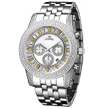 Just Bling Men's JB-6219-D "Python Silver Gold" Stainless Steel Chronograph Diamond Watch