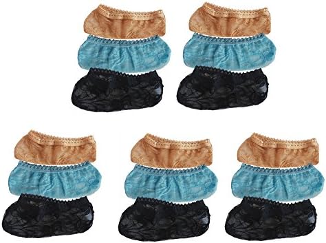 QueenToe Women's Low Cut Lace Silk No Show Socks for Flat Shoes or Ballet Pack of 15
