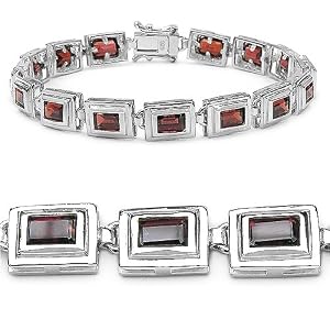 15.00ctw Genuine Garnet Silver Bracelet by