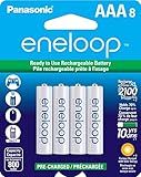 Panasonic BK-4MCCA8BA Eneloop AAA 2100 Cycle Ni-MH Pre-Charged Rechargeable Batteries (Pack of 8)