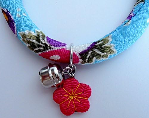 Khusus Zakka Chirimen Cat Collar Plum Blossoms with Adjustable for Cat S Size 238