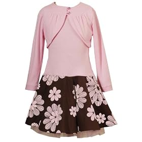 Rare Editions Girls PLUS Size 2-Piece PINK BROWN FLORAL BOLERO CARDIGAN Dress Set