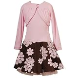 Rare Editions Girls PLUS Size 2-Piece PINK BROWN FLORAL BOLERO CARDIGAN Dress Set
