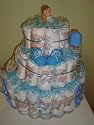 Extra large baby boy 3 layer diaper cake - Comes Decoratively Wrapped Making it a Great Gift or Shower Centerpiece - Other Gift Options Also Available