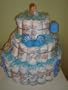 Extra large baby boy 3 layer diaper cake - Comes Decoratively Wrapped Making it a Great Gift or Shower Centerpiece - Other Gift Options Also Available