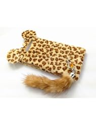 Toy: Classic Cute Lovely Special Party Plush Leopard Tail Ear Cat Case Cover For Motorola Smart Mobile Phones (Motorola Droid RAZR i XT890 / M XT907 Verizon)