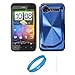 Blue Metallic Cosmo Wave Design Protective Snap-On Case Cover for HTC Droid Incredible 2 (ADR6350) Verizon Wireless Android Smartphone / HTC Incredible S Mobile Phone + SumacLife TM Wisdom Courage Wristband