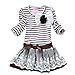 Urparcel Girls Bowknot Striped Tutu Dress Party Long Sleeve T-shirt Skirt 2-7y