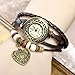 Fashion Quartz Wrap Weave Around Leather Bracelet Lady Woman Wrist Watch