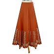 Scallop Trim Embroidered Long Skirt (Petite, Tall & Misses Sizes XS-3X)