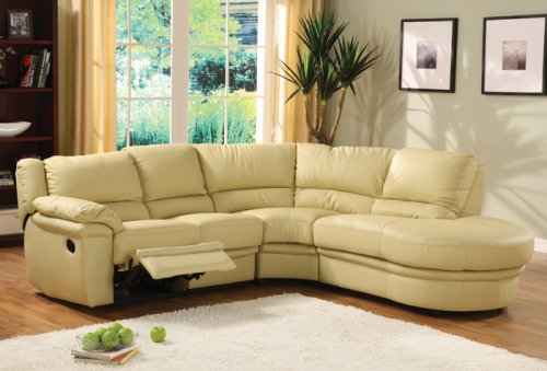 Rich Beigh Leather Sectional Recliner