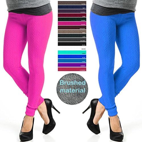 Janestore Costume Lady Fleece Lined Knitted Leggings Thermal Thick Warm Winter Skinny One Size