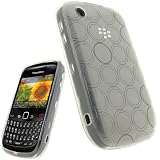 igadgitz Etui Housse Pochette en Gel cristal durable TPU (polyur&eacute;thane thermoplastique), Coque de couleur Transparent et avec motif cercles pour BlackBerry Curve Gemini 8520 + protecteur d'&eacute;cran