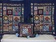 Home Sweet Home Quilted Throw and single pillow featuring a mix of country d&eacute;cor motiffs