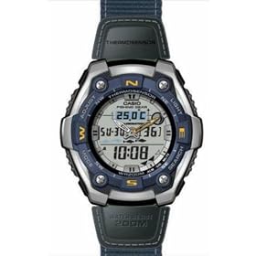 Casio #AQW101B-2AV Men's Sports Gear Thermometer/Fishing Indicator Watch