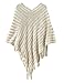 Novawo® Womens Elegant Tassel Poncho Cape Shawls Batwing Knit Sweater Cloak (Beige)