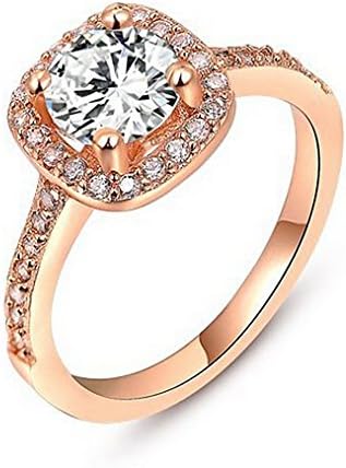 KERTM 18k white gold plated AAA Cubic Zirconia CZ Women Ring (8, rose-gold-plated-base)