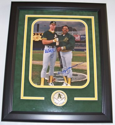 Mark McGwire & Reggie Jackson Autographed Oakland A's 8x10 Photo ~ Dual Signed~ Custom Framed with