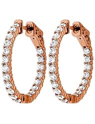 2.00 ct. tw Round Cut Diamond Inside Outside Hoop Earrings - F-G VS2 - 14 Kt. Rose Gold