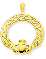 14K Yellow Gold Claddagh Pendant Irish Love Jewelry