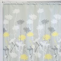 InterDesign Daizy Fabric Shower Curtain, 72 by 72-Inch, Gray/Yellow