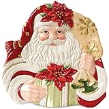 Fitz and Floyd Poinsettia Santa Canape Plate