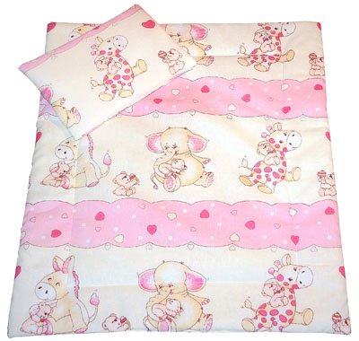 Pink Hearts Moses Basket, Crib, Buggy Baby Bedding Set Picture