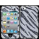 Bling/Crystal Snap-On Protector Hard Case for Apple iPod Touch 4th Generation / 4th Gen - Zebra Design (Black/Silver)