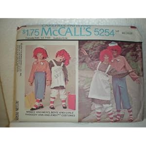Vintage McCalls 5254 Vintage McCalls Raggedy Ann and Andy Pattern 5254