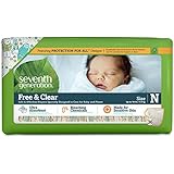 Seventh Generation Free and Clear Sensitive Skin Baby Diapers with Animal Prints, Size Newborn, 144 Count, (Pack of 4)