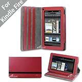 Acase Kindle Fire Premium Micro Fiber Leather Case with built-in Stand for Kindle Fire Full Color 7 Multi-touch Display, Wifi (Red)