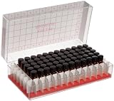 Wheaton W224695 Borosilicate Glass 2mL Sample Vial in Vial File, with 8-425 Solid Black Phenolic Teflon-Faced 14B Rubber Lined Cap Attached, Amber, 12mm Dia x 38mm H (60 Vials per Vial File)