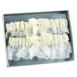 Hortense B. Hewitt Wedding Accessories Double Heart Garter Set, Ivory