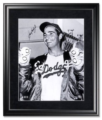 Los Angeles Dodgers Sandy Koufax Autographed 4 No-Hitter Baseballs After Perfect Game vs. Chicago Cubs on 09/09/1965, 16 x 20 Photo, Framed (UDA)