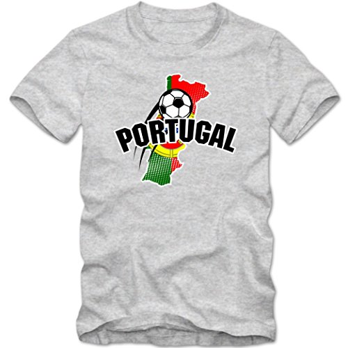 Portugal EM 2016 #1 T-Shirt | Fußball | Herren | Trikot | Nationalmannschaft, Farbe:Graumeliert (Grey Melange L190);Größe:XL