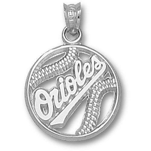 Baltimore Orioles MLB Pierced Baseball Pendant (Silver)