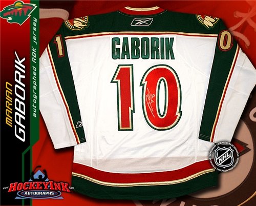 Marian Gaborik Autographed/Hand Signed Minnesota Wild Reebok Premier White Jersey
