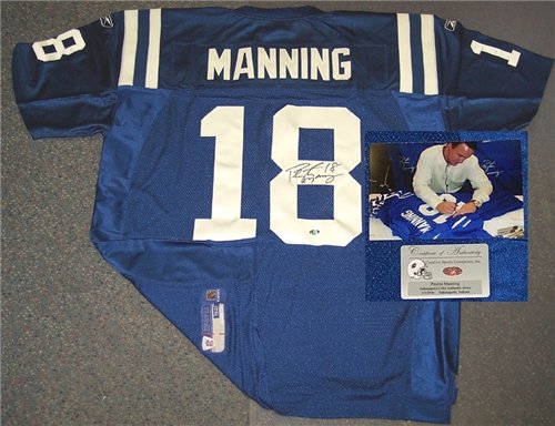 Peyton Manning Autographed/Hand Signed Indianapolis Colts Blue Reebok Jersey