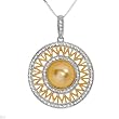 Necklace With Precious Stones - Genuine Clean Diamonds and 10mm South sea Pearl Made of 14K Two tone Gold. Total item weight 7.0g Length 18in