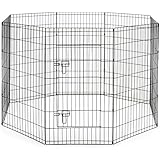 SmithBuilt - Premium 8-Panel Black Dog Exercise Play Pen with Door and Carry Bag - 48" Tall